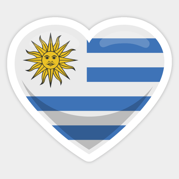 Uruguay Flag Heart Sticker by SunburstGeo